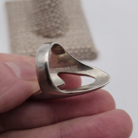 Size 6.75 Sterling Silver Thick Abstract Heart Heavy Ring A3482 - Picture 6 of 9